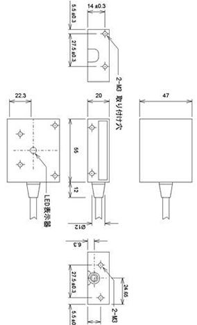 定置式CCDバーコードスキャナMODEL7175 外形寸法