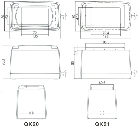 MODEL QK20シリーズ 携帯液晶対応二次元コードスキャナ 外形寸法