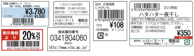 値札ラベル、スーパー価格ラベル