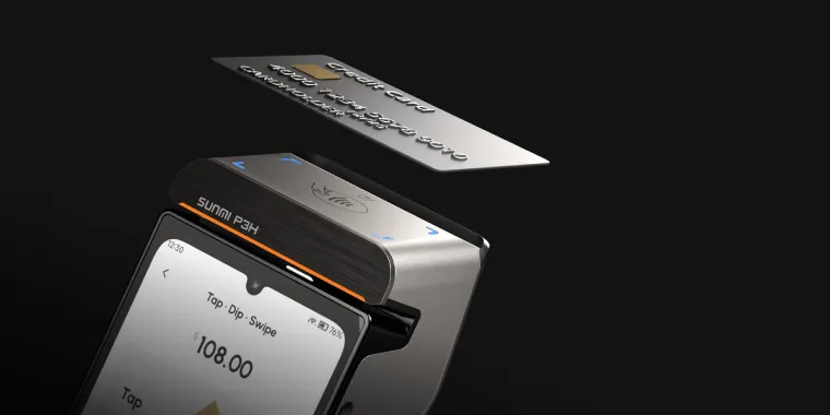 決済ハンディターミナルのNFCリーダーと状態表示LEDライト